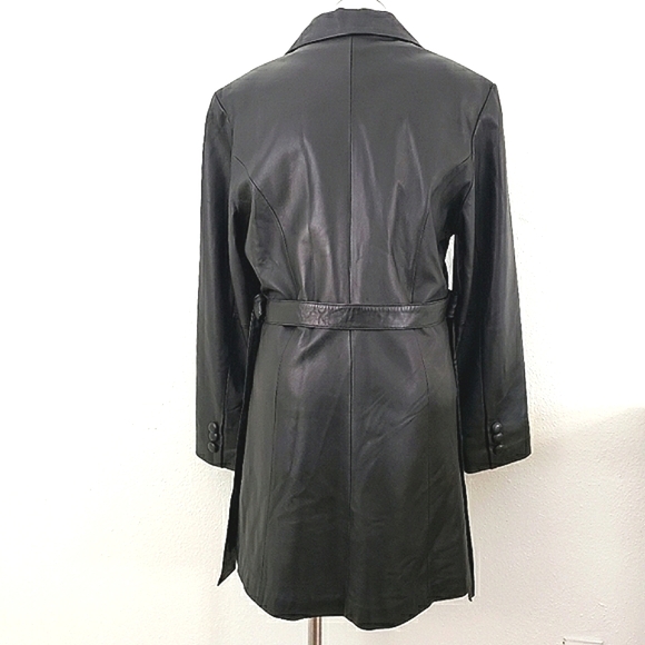 EXIT USA Genuine Leather Button Front Jacket Coat Large - Picture 3 of 12